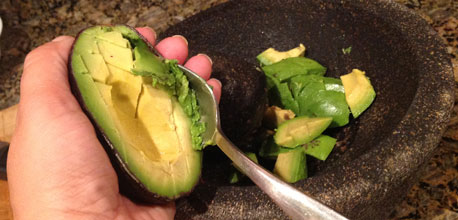 Making guacamole from scratch.